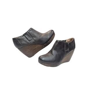 Dr. Scholl's Brown Leather Wedge Clog Booties - Size 9.5